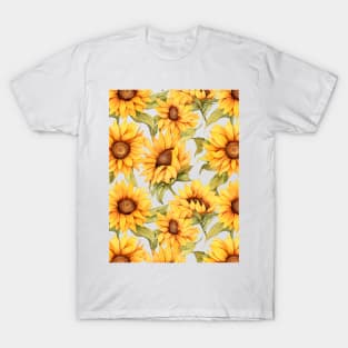 Sunflowers watercolor pattern #4 T-Shirt